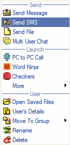 ICQ Send SMS User Menu