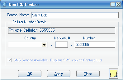 ICQ SMS adding non icq contact