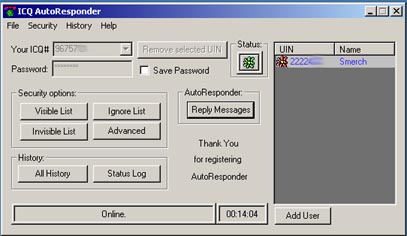 ICQ AutoResponder Interface