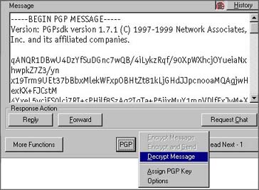 PGP-ICQ: Decrypting an incoming message.
