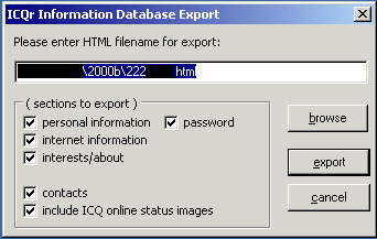 ICQr Information v1.5 Export Contact to HTML